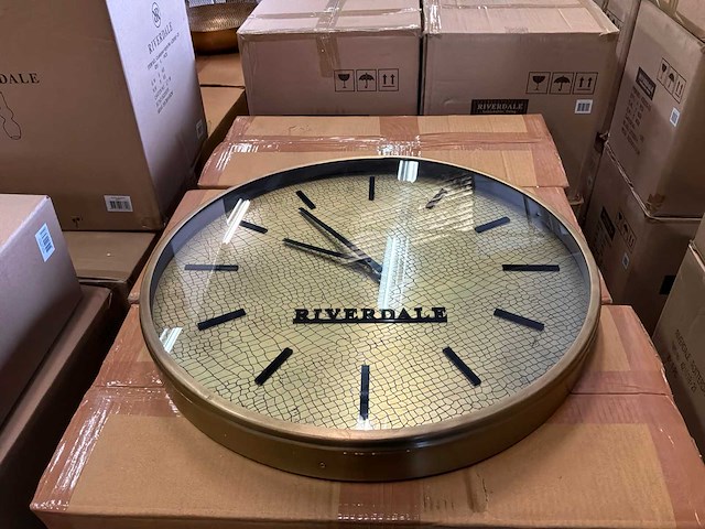 Riverdale - wandklok levy rond - ø50cm - goudprint - goud - afbeelding 1 van  8