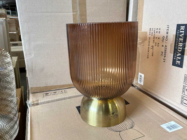 Riverdale - windlicht lois amber 24cm bruin (4x) - afbeelding 1 van  6