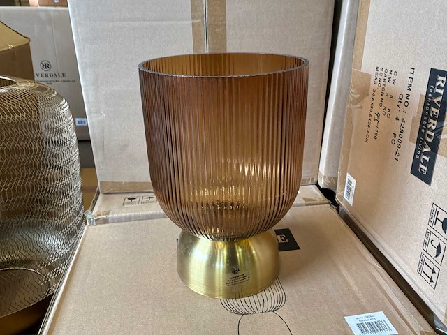 Riverdale - windlicht lois amber 24cm bruin (4x) - afbeelding 1 van  4