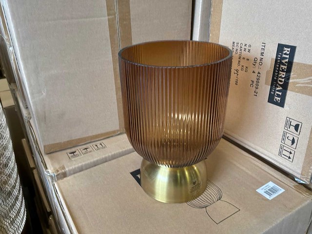 Riverdale - windlicht lois amber 24cm bruin (4x) - afbeelding 3 van  5