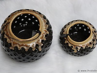 Riverdale hurricane brown waxinelichthouders - set van 2 stuks - afbeelding 1 van  8