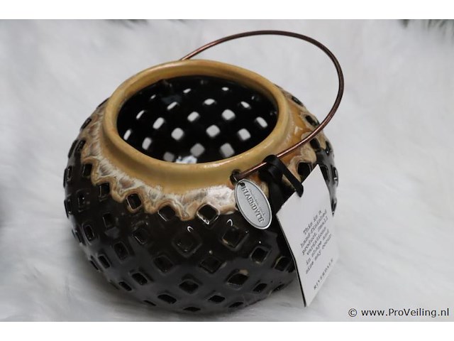 Riverdale hurricane brown waxinelichthouders - set van 2 stuks - afbeelding 3 van  8