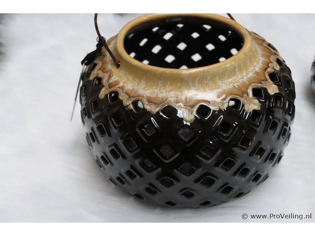 Riverdale hurricane brown waxinelichthouders - set van 2 stuks - afbeelding 5 van  8