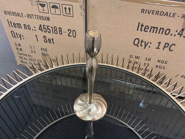 Riverdale kandelaar lue goud 26 cm (6x) - afbeelding 3 van  5