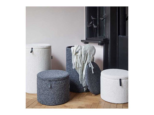 Riverdale opberg poef didi 60cm zwart boucle - afbeelding 1 van  8