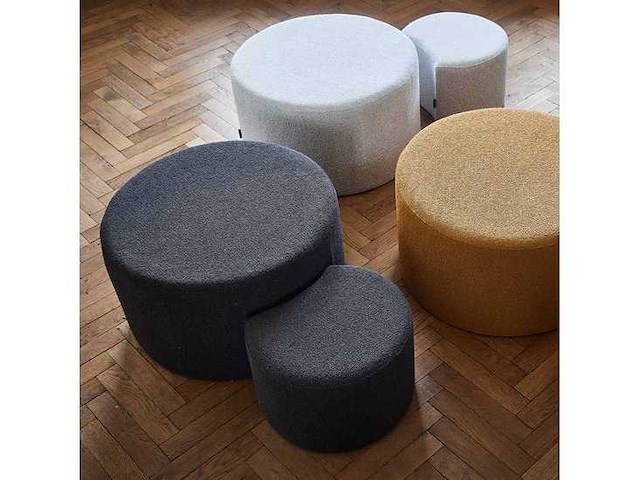 Riverdale poef didi 70cm zwart boucle - set van 2 - afbeelding 1 van  5