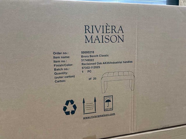 Rivièra maison brera eetkamerbank - afbeelding 5 van  6