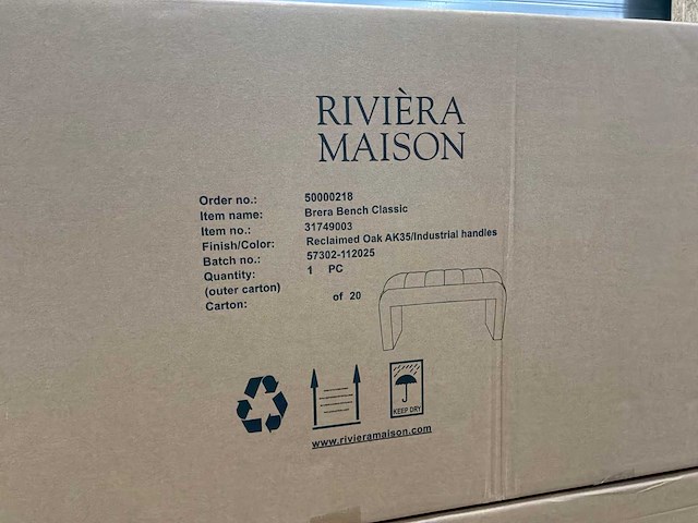Rivièra maison brera eetkamerbank - afbeelding 6 van  6