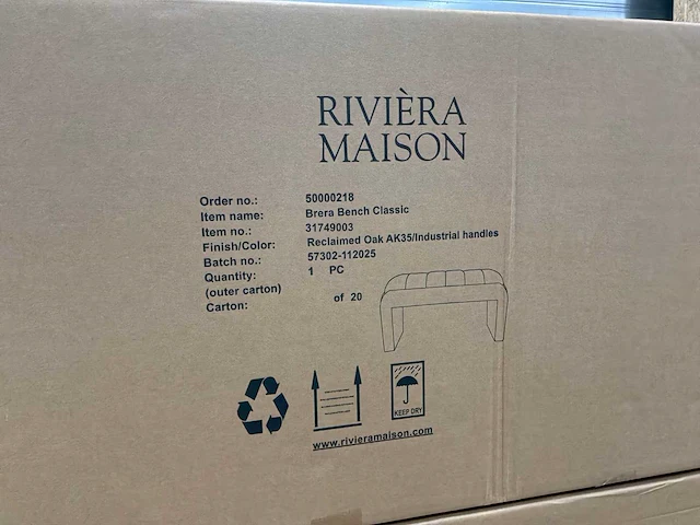 Rivièra maison brera eetkamerbank - afbeelding 5 van  6