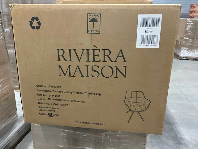Rivièra maison carnaby draaibare eetkamerstoel (4x) - afbeelding 7 van  8