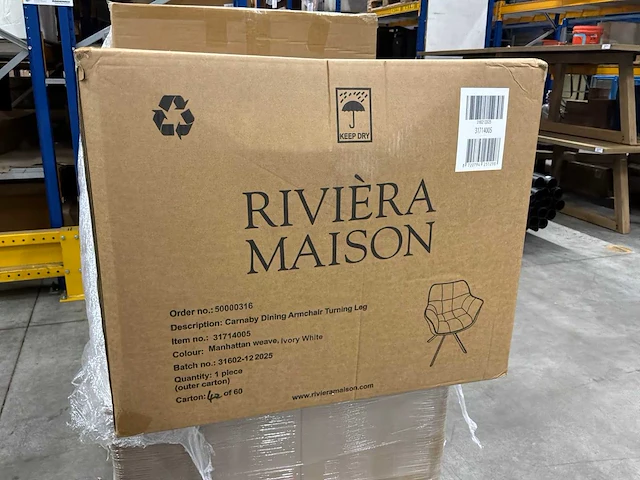 Rivièra maison carnaby draaibare eetkamerstoel (6x) - afbeelding 6 van  6