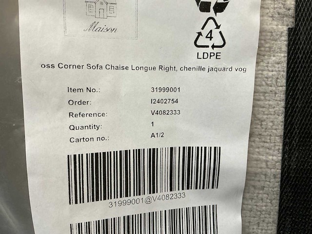 Riviera maison chenille jaquard hoekbankstel - afbeelding 2 van  3