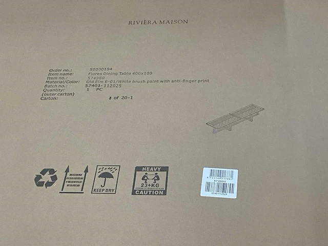 Riviera maison flores eetkamertafel 400x100 - afbeelding 8 van  8