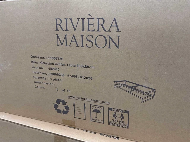 Riviera maison graydon salontafel 180x90cm - afbeelding 8 van  9