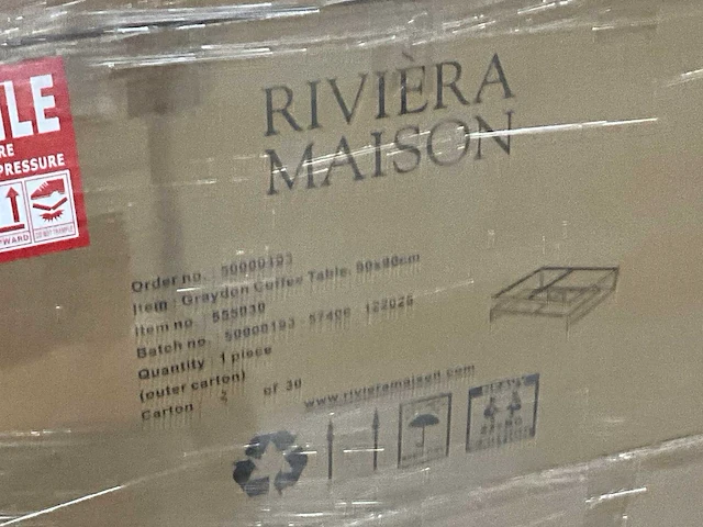 Riviera maison graydon salontafel 90x90cm - afbeelding 8 van  8
