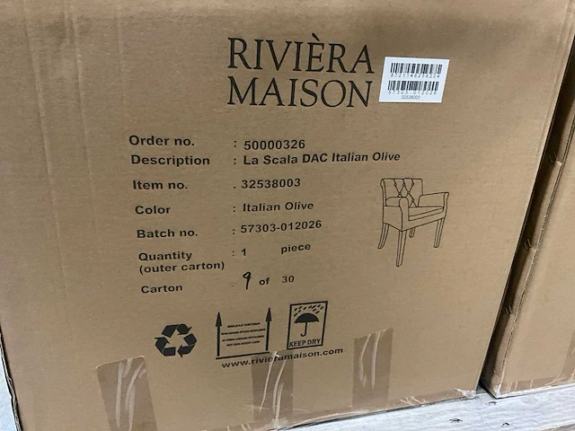 Riviera maison la scala dac eetkamerstoel (6x) - afbeelding 8 van  9