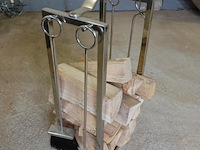 Rivièra maison moderne roestvrij stalen houtblokkenstandaard met openhaardgereedschap - afbeelding 1 van  5