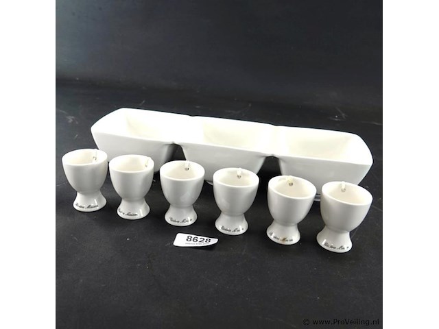 Rivièra maison porseleinen eierdopjes met bijpassende serveerschaal - afbeelding 1 van  5