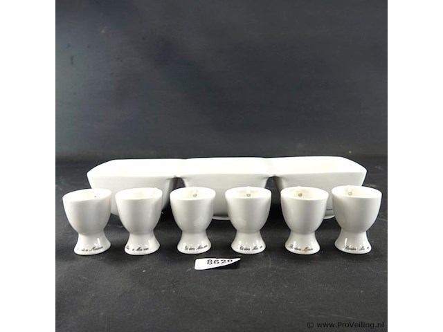 Rivièra maison porseleinen eierdopjes met bijpassende serveerschaal - afbeelding 2 van  5