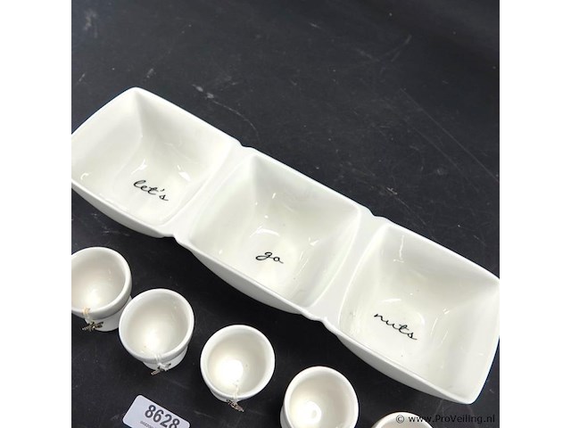 Rivièra maison porseleinen eierdopjes met bijpassende serveerschaal - afbeelding 4 van  5
