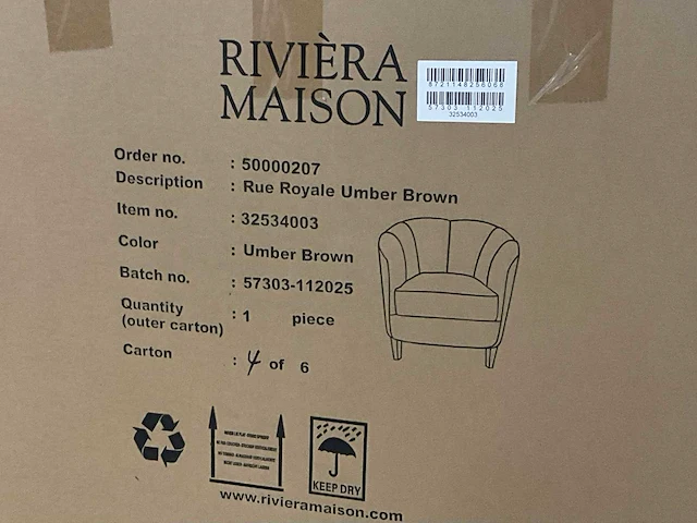 Rivièra maison rue royale fauteuil - afbeelding 7 van  7