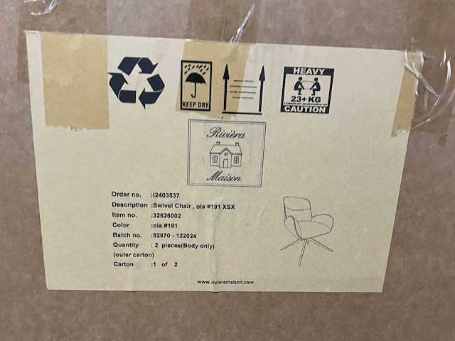 Rivièra maison swivel draaibare eetkamerstoel (4x) - afbeelding 2 van  10