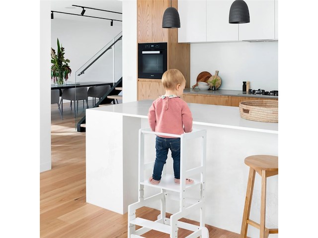 Roba learning tower wit - volgens het montessori-principe - belastbaar tot 80kg - gelakt hout - afbeelding 2 van  5