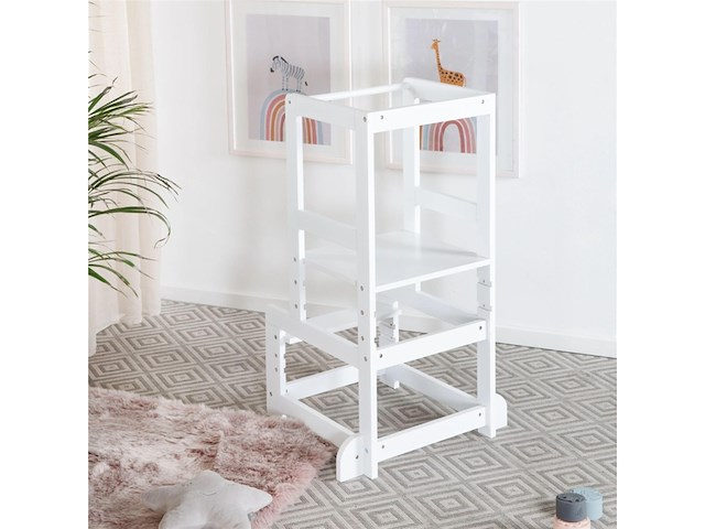 Roba learning tower wit - volgens het montessori-principe - belastbaar tot 80kg - gelakt hout - afbeelding 3 van  5