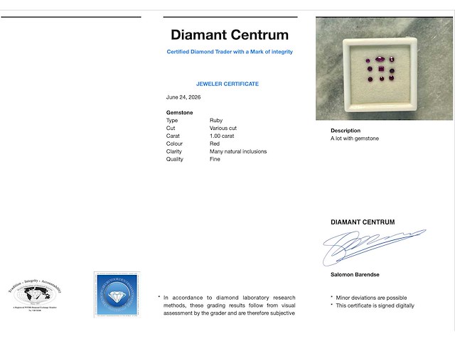 Robijn - 1.00 carat natuurlijke robijn - afbeelding 1 van  1