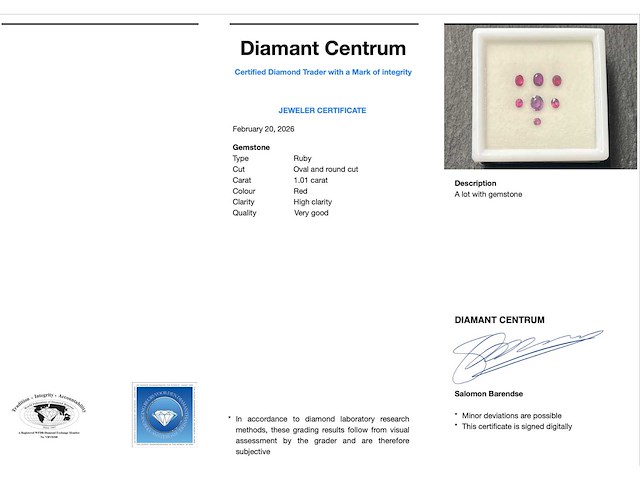 Robijn 1.01 carat natuurlijke robijn - afbeelding 3 van  3
