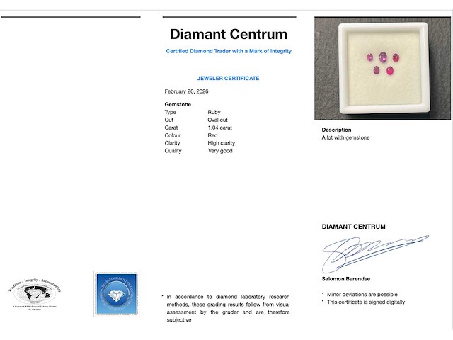 Robijn 1.04 carat natuurlijke robijn - afbeelding 3 van  3