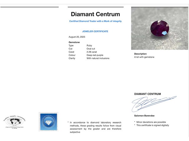 Robijn 2.28 carat natuurlijke robijn - afbeelding 3 van  4