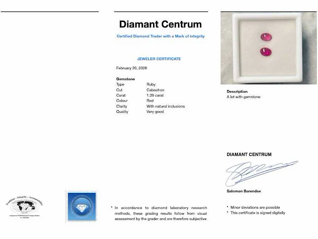 Robijn cabochon 1.39 ct - afbeelding 3 van  3