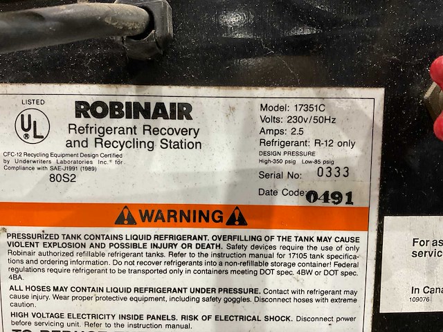 Robinair - 17351c - koelmiddel terug winning systeem - afbeelding 6 van  6