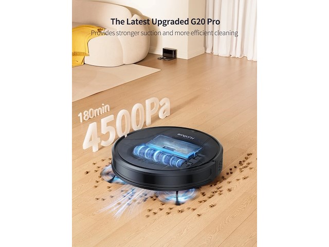 Robotstofzuiger met dweilfunctie honiture, g20 pro/crv014, zwart - afbeelding 2 van  2