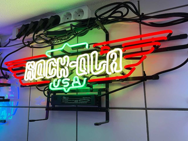 Rock-ola glas neon decoratie - afbeelding 1 van  2