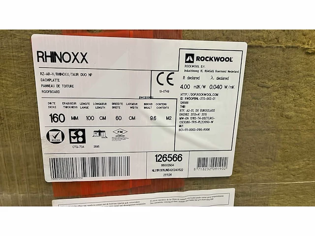 Rockwool - rhinoxx - r-waarde 4,00 m2k/w - platdak isolatie - 16 stuks 1000x600x160 mm = 1 pallet (totaal 9,6 m2) - afbeelding 2 van  6