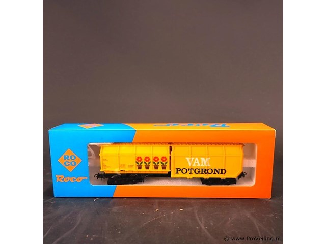 Roco goederenwagon (type takkls) van de nederlandse spoorwegen (ns) in de uitvoering 'vam potgrond' modelnr: 4368b - afbeelding 2 van  3
