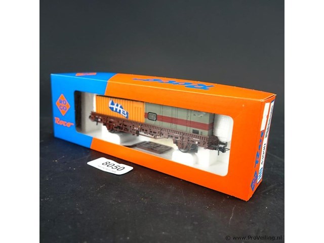Roco rongen- of containerwagen van de duitse spoorwegen (db), beladen met containers modelnr: 4399d - afbeelding 1 van  3