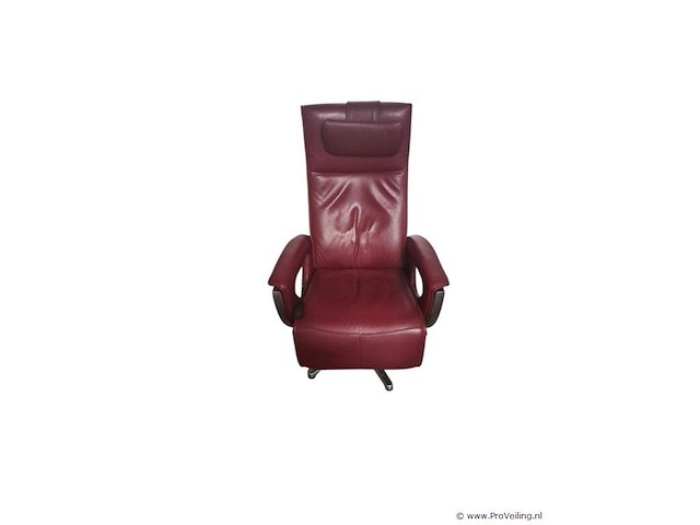 Rode lederen relaxstoel handbediend – prominent - afbeelding 1 van  6