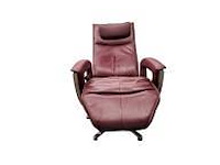 Rode lederen relaxstoel handbediend – prominent - afbeelding 2 van  6