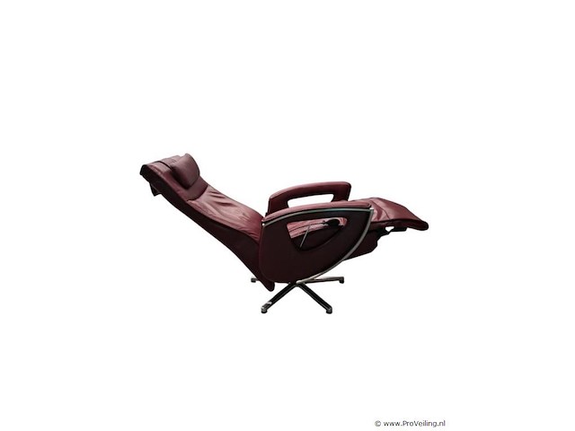 Rode lederen relaxstoel handbediend – prominent - afbeelding 3 van  6