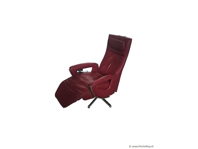 Rode lederen relaxstoel handbediend – prominent - afbeelding 4 van  6