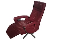 Rode lederen relaxstoel handbediend – prominent - afbeelding 4 van  6