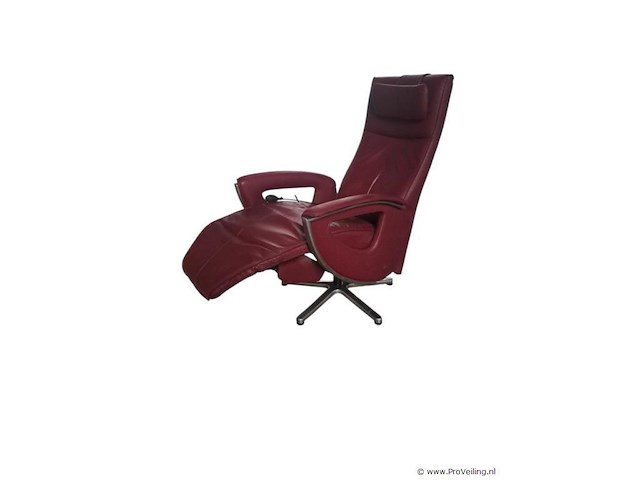 Rode lederen relaxstoel handbediend – prominent - afbeelding 6 van  6