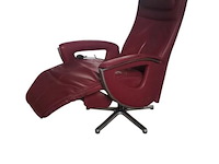 Rode lederen relaxstoel handbediend – prominent - afbeelding 6 van  6