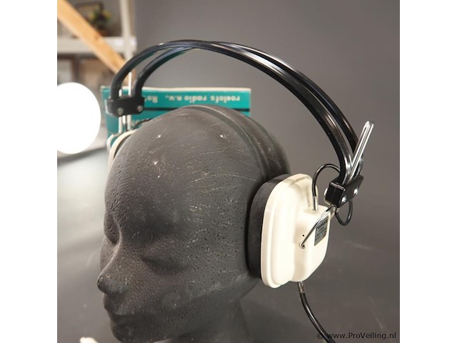 Roelofs dh-02-s vintage dynamische stereo-hoofdtelefoon uit de jaren '70, compleet met de bijbehorende blauw-witte doos - afbeelding 3 van  5