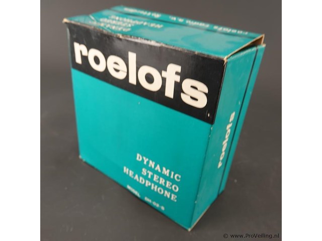 Roelofs dh-02-s vintage dynamische stereo-hoofdtelefoon uit de jaren '70, compleet met de bijbehorende blauw-witte doos - afbeelding 5 van  5