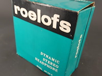 Roelofs dh-02-s vintage dynamische stereo-hoofdtelefoon uit de jaren '70, compleet met de bijbehorende blauw-witte doos - afbeelding 5 van  5