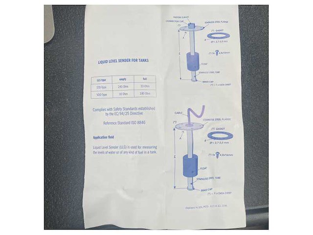 Roestvrij staal std-type vloeistofniveausensor 240 - 33 ohm 12v 25 cm - hpyb001/25cm - afbeelding 7 van  8